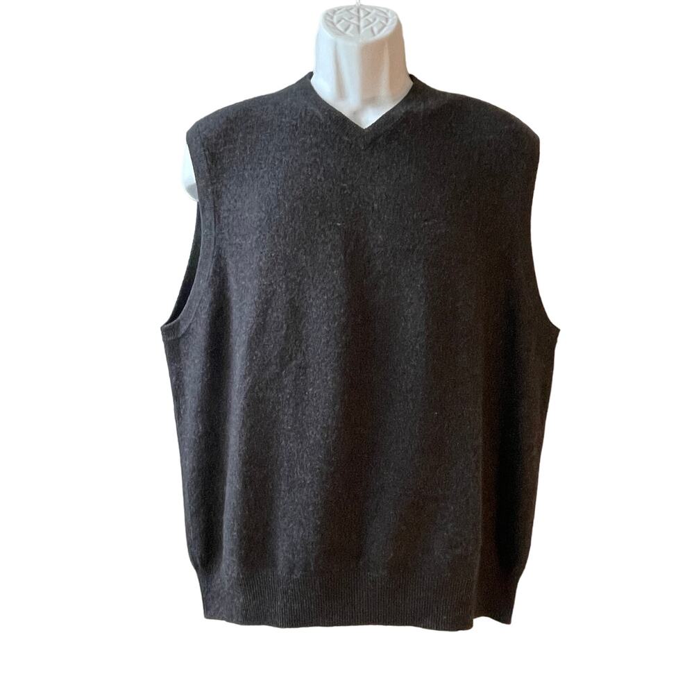 VINTAGE 90s Mark Shale Charcoal Gray Cashmere Sweater Vest Size Large